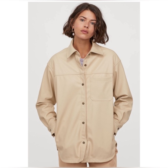 H&M Faux Leather Shirt Jacket - Picture 1 of 14